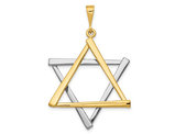 Large 14K Two-Tone Yellow and White Gold Star Of David Pendant Necklace (NO CHAIN)